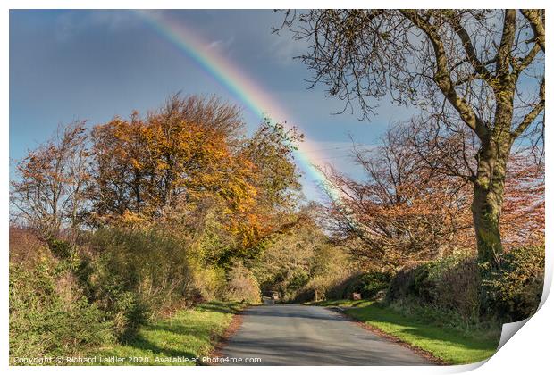 Autumn rainbow at Thorpe, Teesdale Print by Richard Laidler
