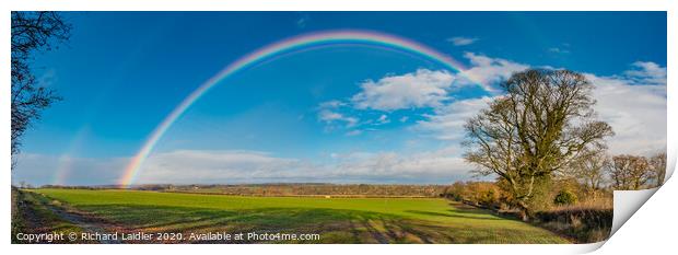 Double Rainbow at Thorpe Panorama Print by Richard Laidler