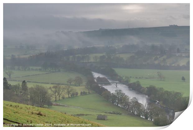 Fog Lifting from Mickleton, Teesdale Print by Richard Laidler