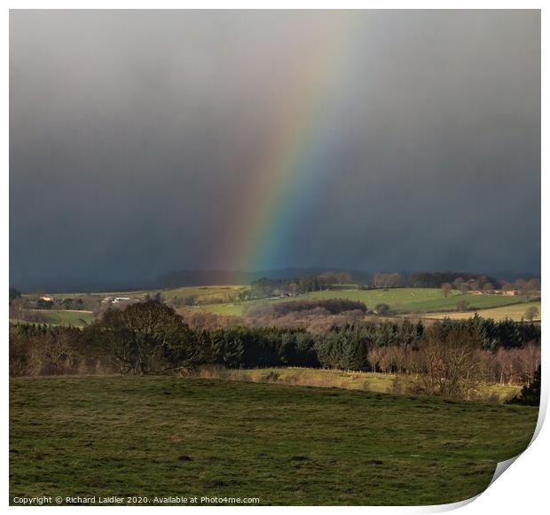Rainbow and Snow Squall from Barningham Moor Print by Richard Laidler