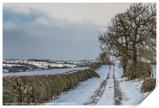 Towards Bowes from Van Farm Lane, Teesdale in Winter Print by Richard Laidler