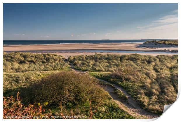 The Aln Estuary and Alnmouth Beach, Northumberland Print by Richard Laidler