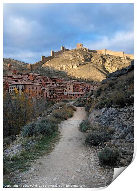 View over the mountain village of Albarracin, Spain Print by Lensw0rld 