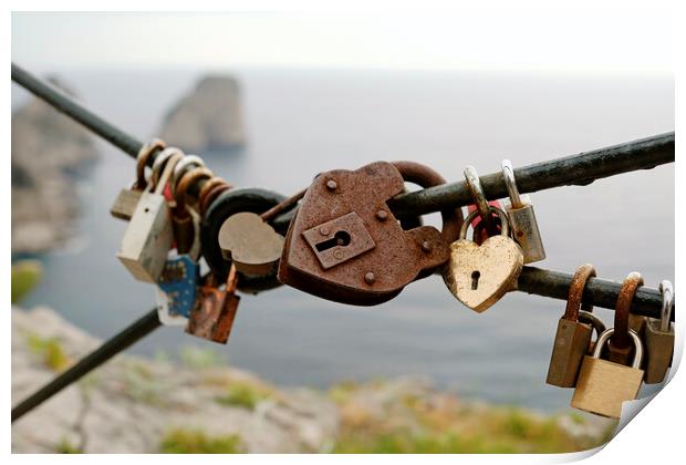 Love locks at the coast of Capri Print by Lensw0rld 