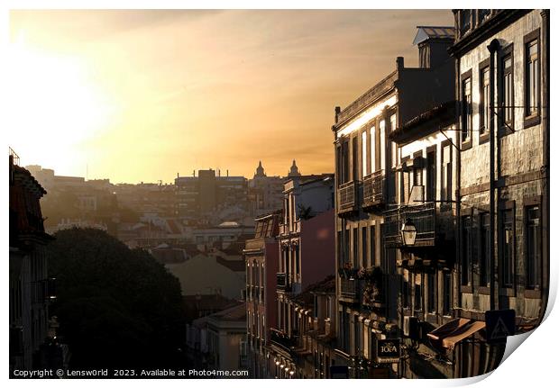 Bright sunset in Lisbon, Portugal Print by Lensw0rld 