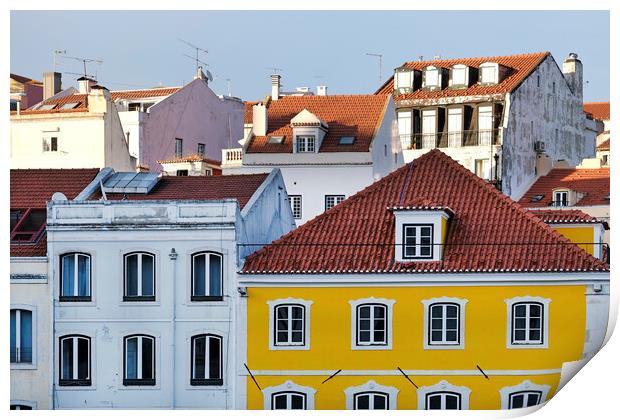 Buildings and roof tops in Lisbon Print by Lensw0rld 