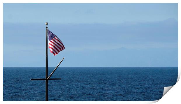 Coastal view with American flag Print by Lensw0rld 