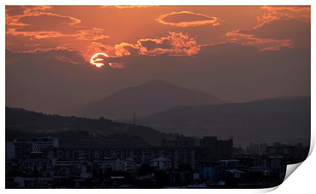 Sunset over Skopje, North Macedonia Print by Lensw0rld 