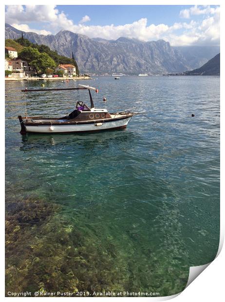 Beautiful view from Perast over the Bay of Kotor Print by Lensw0rld 