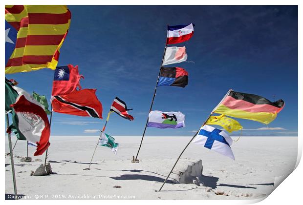Multiple national flags in Uyuni, Bolivia Print by Lensw0rld 