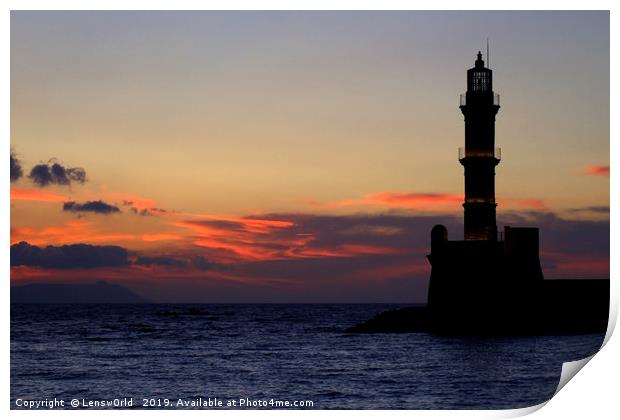 Gorgeous sunset at the port of Chania, Crete Print by Lensw0rld 