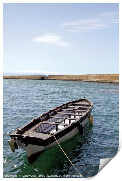 Boat in the port of Chania, Crete Print by Lensw0rld 