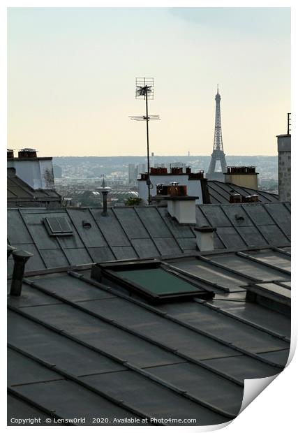 Overlooking the roof tops of Paris Print by Lensw0rld 