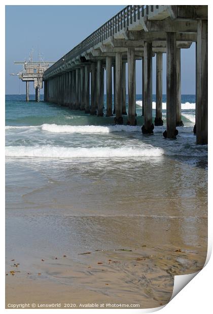 Pier at Scripps beach in San Diego Print by Lensw0rld 