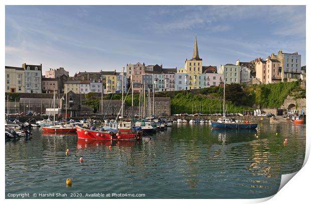 Tenby Harbour, Pembrokeshire Print by Harshil Shah