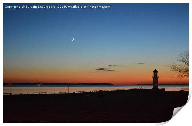 Lighthouse at sunset Print by Sylvain Beauregard