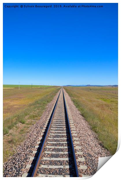 Railroad in the prairie, vertical Print by Sylvain Beauregard