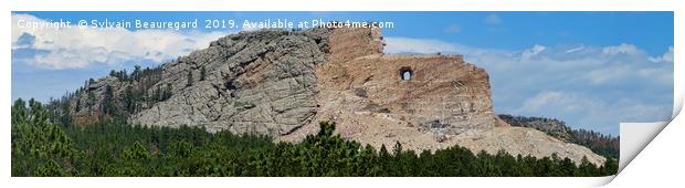 Crazy Horse monument 1, panoramic 4:1 Print by Sylvain Beauregard