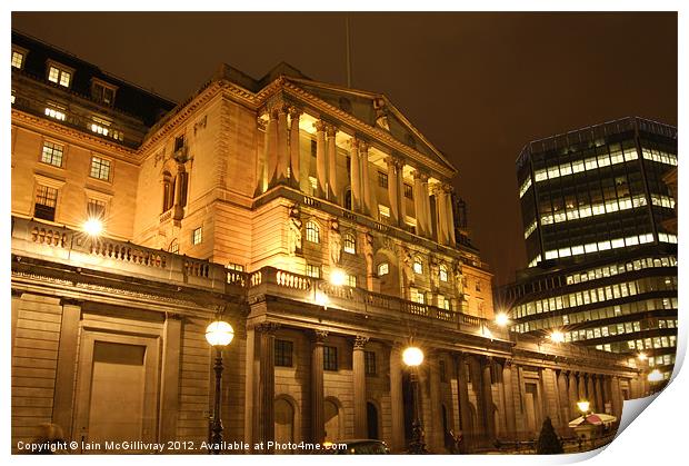 Bank of England at Night Print by Iain McGillivray