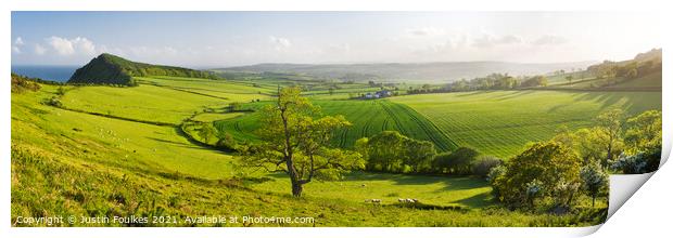 Panoramic view from Peak Hill, near Sidmouth, Devo Print by Justin Foulkes