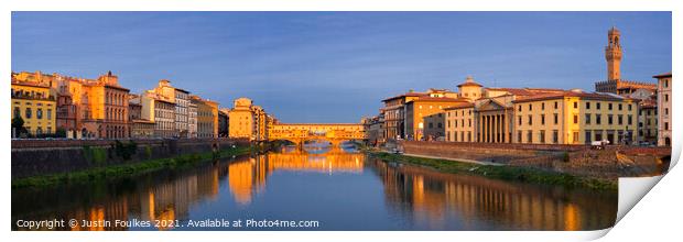 Panoramic view of Ponte Vecchio, Florence, Italy Print by Justin Foulkes