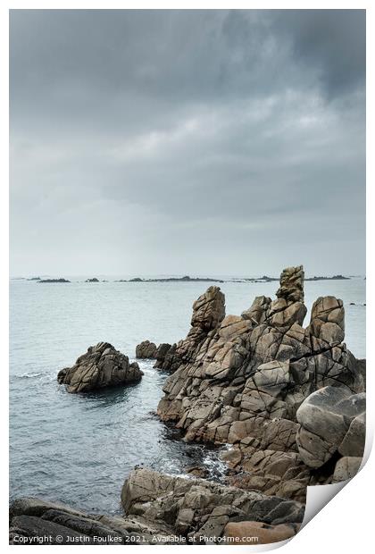 Rocks on the coast of Agnes, Isles of Scilly Print by Justin Foulkes