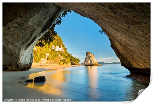 Cathedral Cove, Coromandel, North Island, New Zealand Print by Justin Foulkes