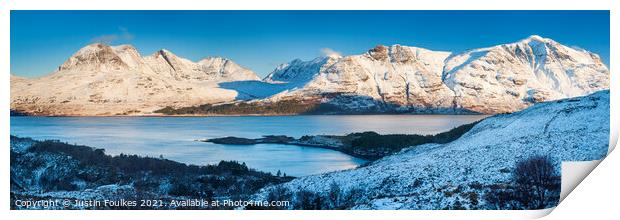 Winter view of Beinn Alligin & Liathach, Torridon Print by Justin Foulkes