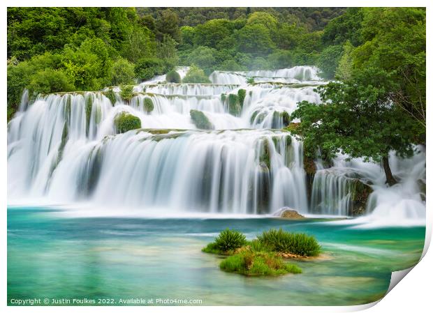 Waterfalls, Krka National Park, Croatia Print by Justin Foulkes