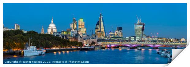 London City Skyline panorama Print by Justin Foulkes