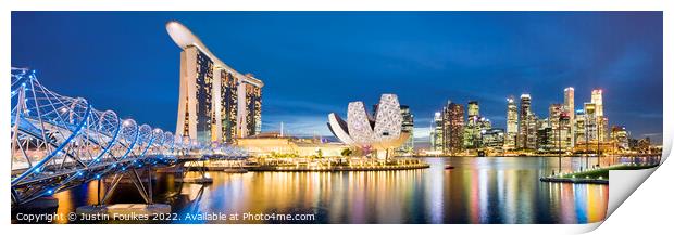 Singapore skyline panorama  Print by Justin Foulkes