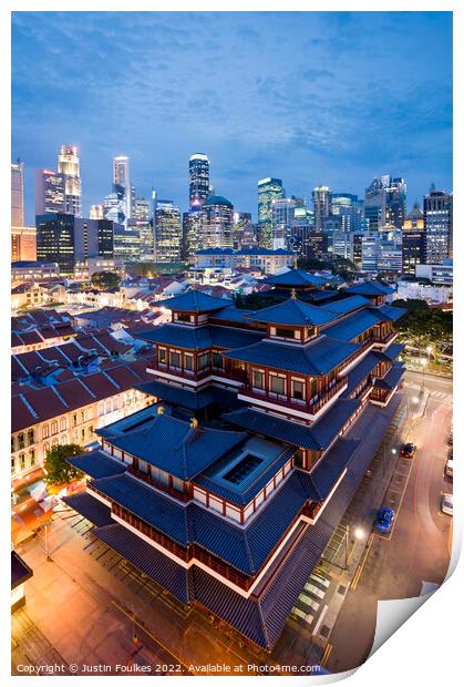 Buddha Tooth Relic Temple, Chinatown, Singapore Print by Justin Foulkes