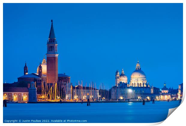 Venice at dusk, Italy Print by Justin Foulkes