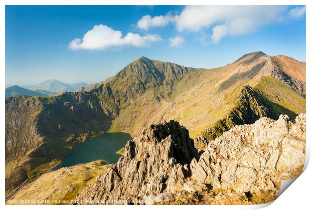 Snowdon, from Crib Goch, Snowdonia National Park, Wales Print by Justin Foulkes