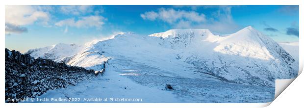 Striding Edge, Helvellyn and Catstye Cam panorama Print by Justin Foulkes