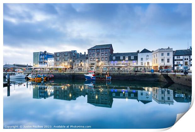Barbican reflections, Plymouth, Devon Print by Justin Foulkes