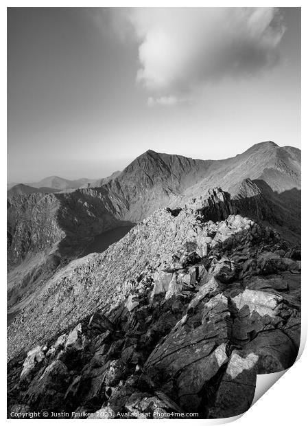 Snowdon from Crib Goch, North Wales Print by Justin Foulkes