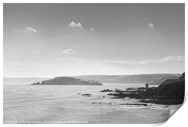 Burgh Island in black and white Print by Justin Foulkes