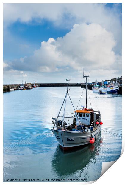 Fishing boat, Newlyn, Cornwall Print by Justin Foulkes