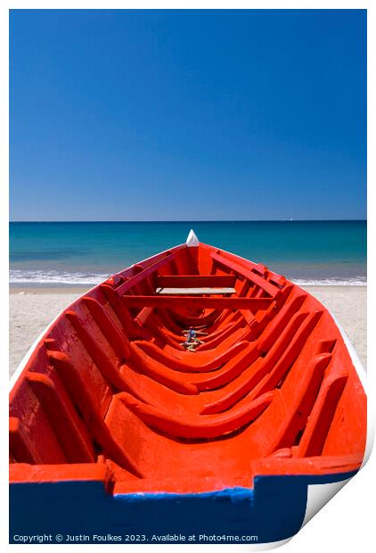 The red Boat, St Lucia, Caribbean Print by Justin Foulkes