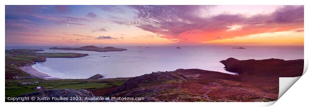 St David's Head sunset panorama, Pembrokeshire Print by Justin Foulkes