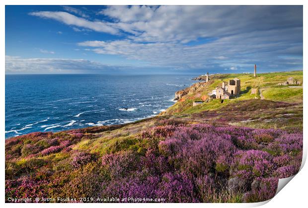 Levant Mine and Beam Engine, St Just, Cornwall. Print by Justin Foulkes