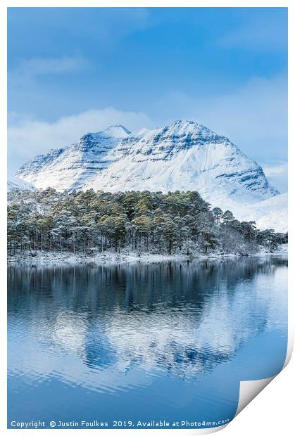 Liathach from Loch Clair, Winter Print by Justin Foulkes