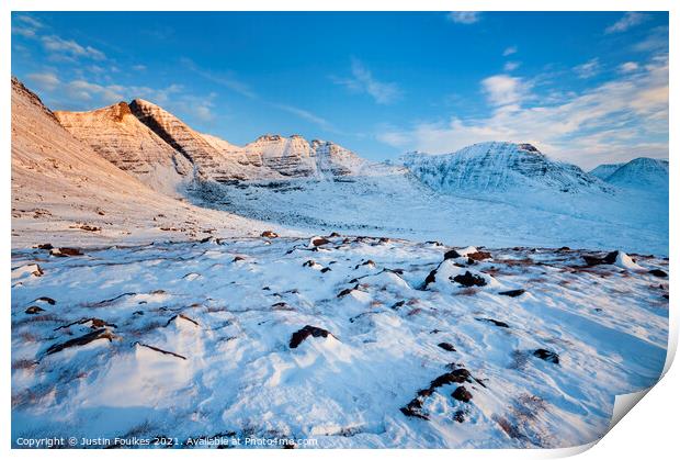 Beinn Alligin at sunrise, Torridon, Highland, Scot Print by Justin Foulkes