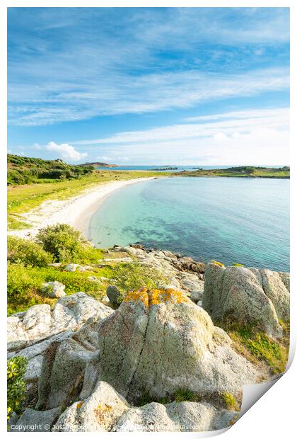 Great Porth beach, Bryher, Isles of Scilly Print by Justin Foulkes