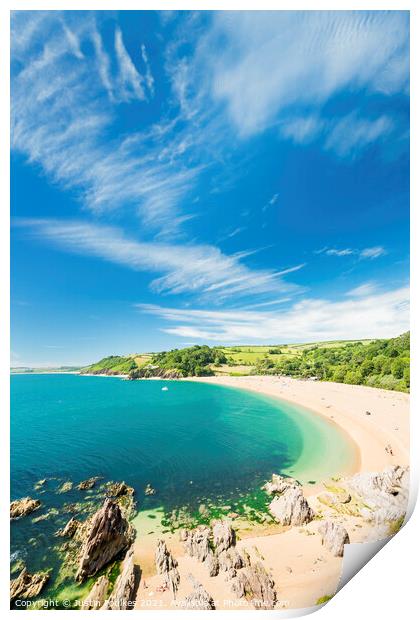 The beach at Blackpool Sands, near Dartmouth, Sout Print by Justin Foulkes