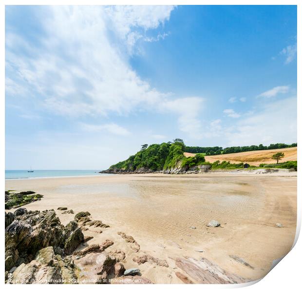 Mothecombe Beach, South Devon Print by Justin Foulkes