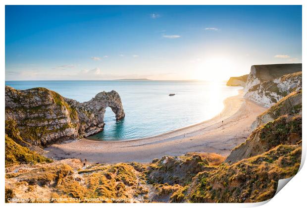Durdle Door at sunset, Dorset Print by Justin Foulkes