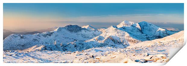 Snowdon Massif winter Panoramic Print by Justin Foulkes