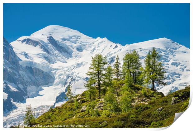 Mont Blanc & the Glacier des Bossons, French Alps Print by Justin Foulkes